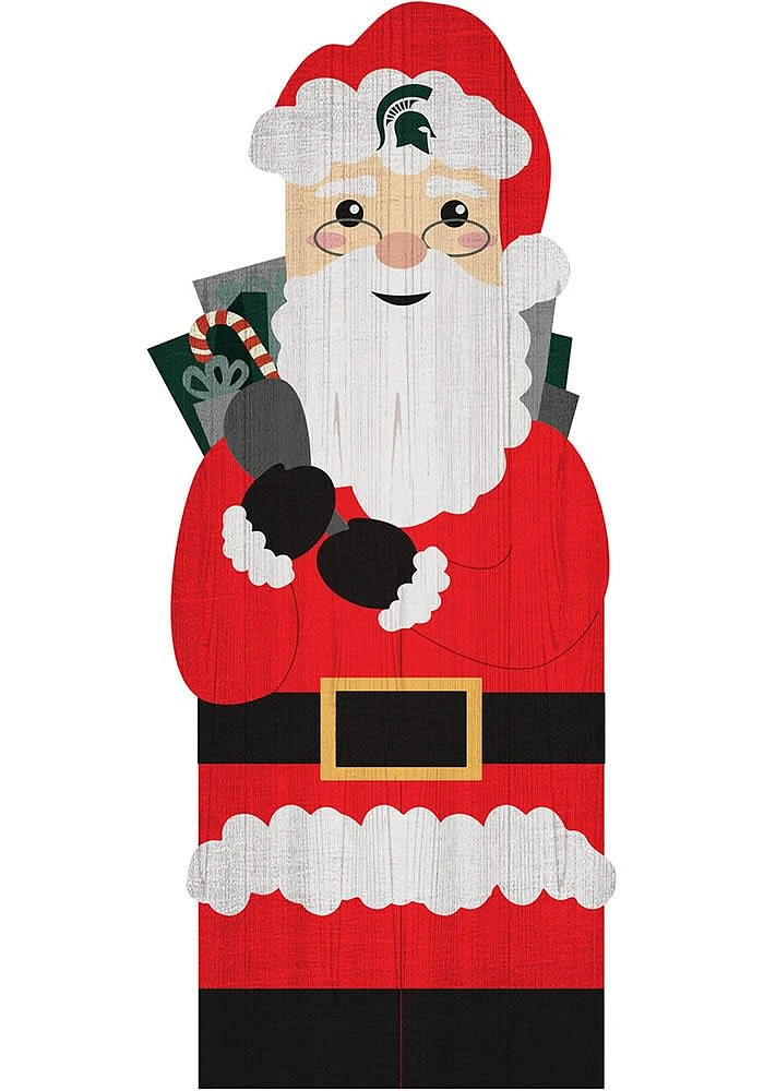 Michigan State Spartans 31 Inch Santa Leaner Sign - Green