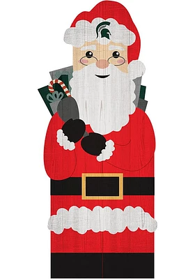 Michigan State Spartans 31 Inch Santa Leaner Sign - Green
