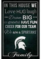 Michigan State Spartans In This House 17x26 Sign - Green