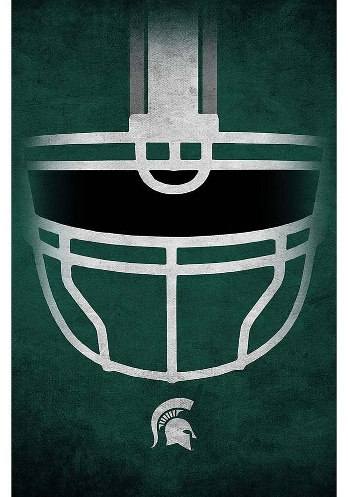 Michigan State Spartans Ghost Helmet 17x26 Sign - Green