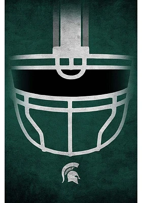 Michigan State Spartans Ghost Helmet 17x26 Sign - Green