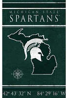 Michigan State Spartans Coordinates 17x26 Sign - Green