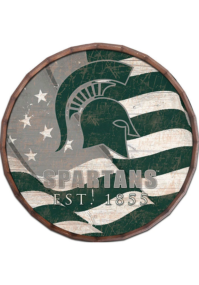 Michigan State Spartans Flag 24 Inch Barrel Top Sign - Green