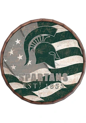 Michigan State Spartans Flag 24 Inch Barrel Top Sign - Green