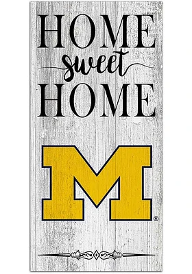 Michigan Wolverines Home Sweet Home Whitewashed Sign - Blue