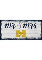 Michigan Wolverines Script Mr and Mrs Sign - Blue