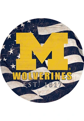 Michigan Wolverines 24in Flag Circle Sign - Blue