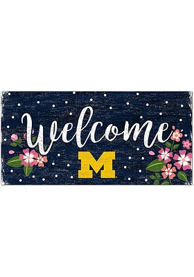 Michigan Wolverines Welcome Floral Sign - Blue