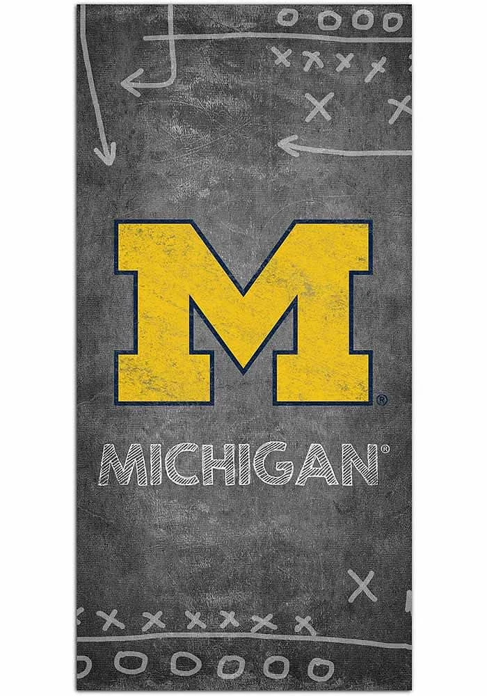 Michigan Wolverines Chalk Playbook Sign - Blue