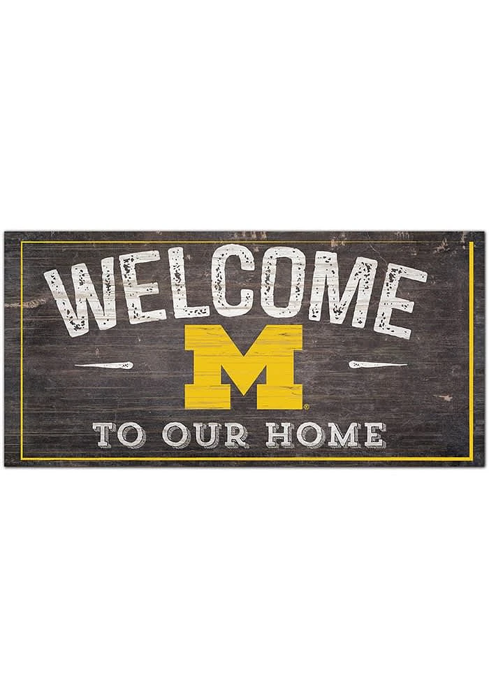 Michigan Wolverines Welcome Distressed Sign - Blue