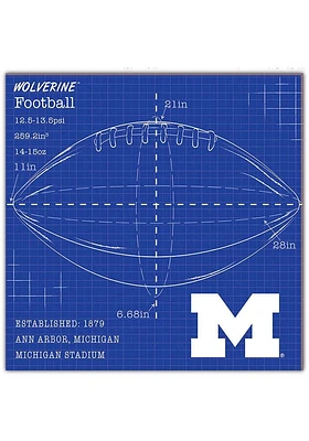 Michigan Wolverines Ball Blueprint Sign - Blue