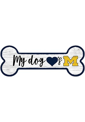 Michigan Wolverines Dog Bone 6x12 Sign - Blue