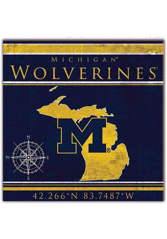 Michigan Wolverines Coordinates Sign - Blue