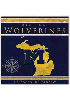 Michigan Wolverines Coordinates Sign - Blue