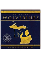 Michigan Wolverines Coordinates Sign - Blue