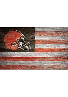 Cleveland Browns Distressed Flag 11x19 Sign - Brown