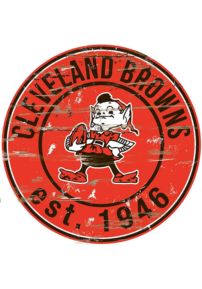 Brownie Cleveland Browns Established Date Circle 24 Inch Sign - Orange