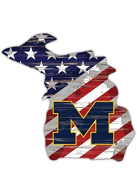Michigan Wolverines 12 Inch USA State Cutout Sign - Blue