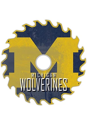 Michigan Wolverines Rust Circular Saw Sign - Blue