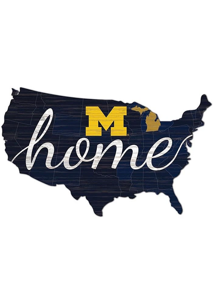 Michigan Wolverines USA Shape Cutout Sign - Blue