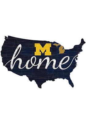 Michigan Wolverines USA Shape Cutout Sign - Blue