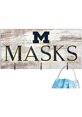 Michigan Wolverines Mask Holder Sign - Blue