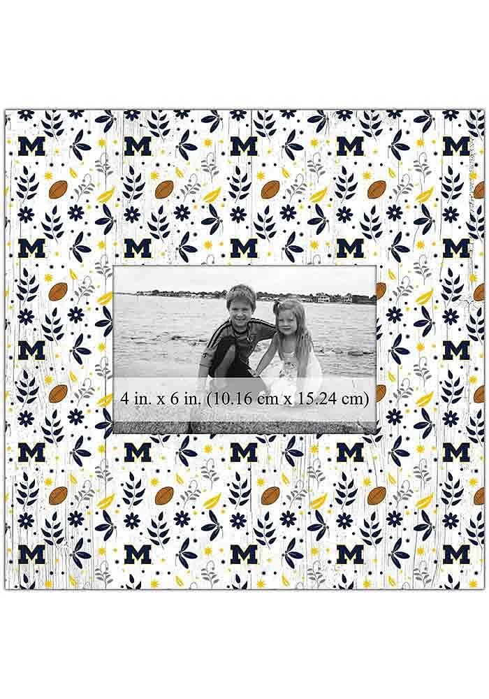Michigan Wolverines Floral Pattern Picture Frame - Blue