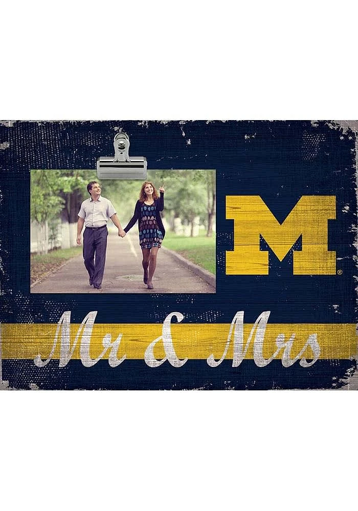 Michigan Wolverines Mr and Mrs Clip Picture Frame - Blue