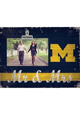 Michigan Wolverines Mr and Mrs Clip Picture Frame - Blue