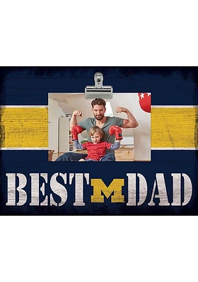 Michigan Wolverines Best Dad Striped Clip Picture Frame - Blue