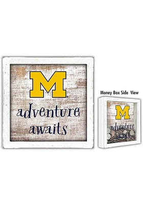 Michigan Wolverines Adventure Awaits Box Sign - Blue