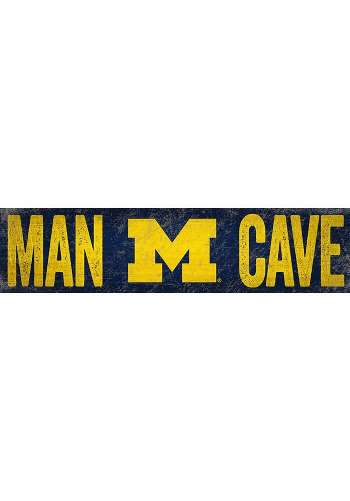 Michigan Wolverines Man Cave 6x24 Sign - Blue