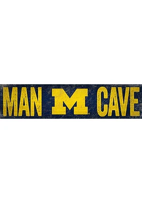 Michigan Wolverines Man Cave 6x24 Sign - Blue