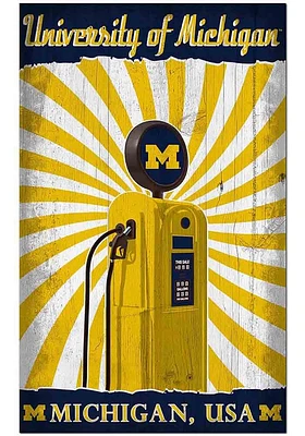 Michigan Wolverines Retro Pump Location Sign - Blue