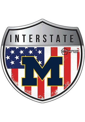 Michigan Wolverines 24in Americana Interstate Sign - Blue