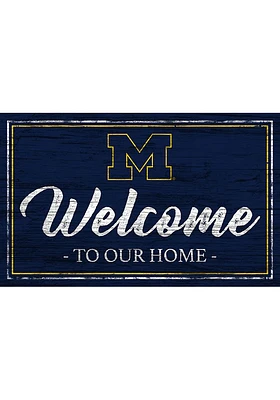 Michigan Wolverines Team Welcome 11x19 Sign - Blue