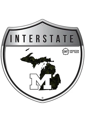 Michigan Wolverines 24in OHT Camo Interstate Sign - Blue