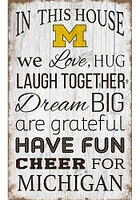 Michigan Wolverines In This House 11x19 Sign - Blue
