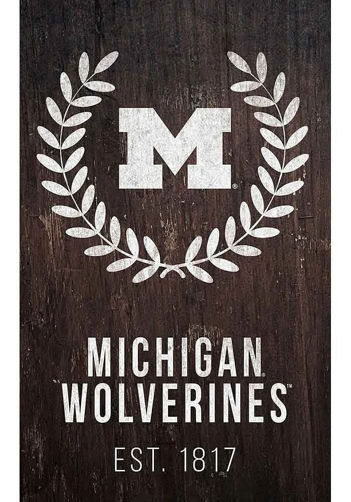 Michigan Wolverines Laurel Wreath Sign - Blue