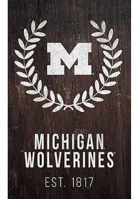 Michigan Wolverines Laurel Wreath Sign - Blue