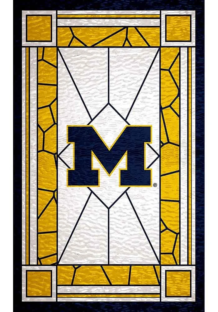 Michigan Wolverines Stained Glass Sign - Blue