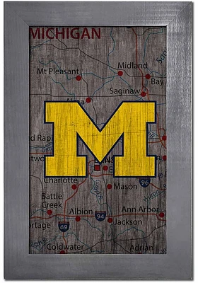 Michigan Wolverines City Map Sign - Blue