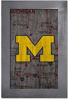 Michigan Wolverines City Map Sign - Blue