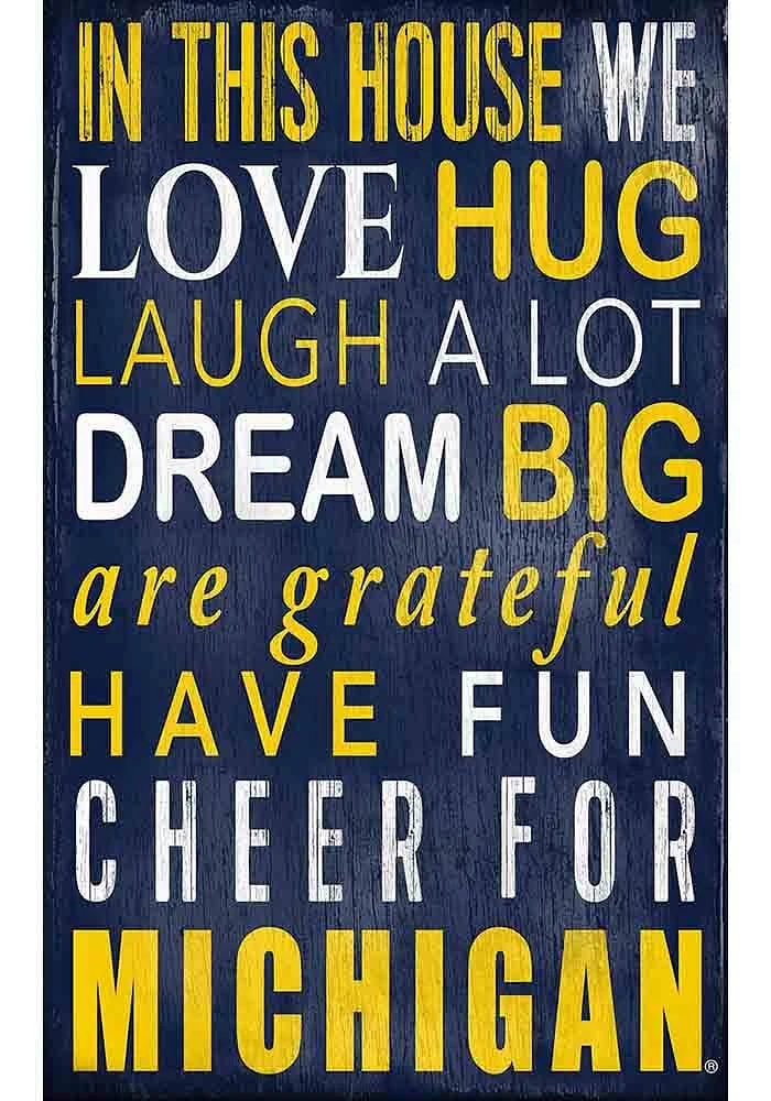 Michigan Wolverines In This House Sign - Blue