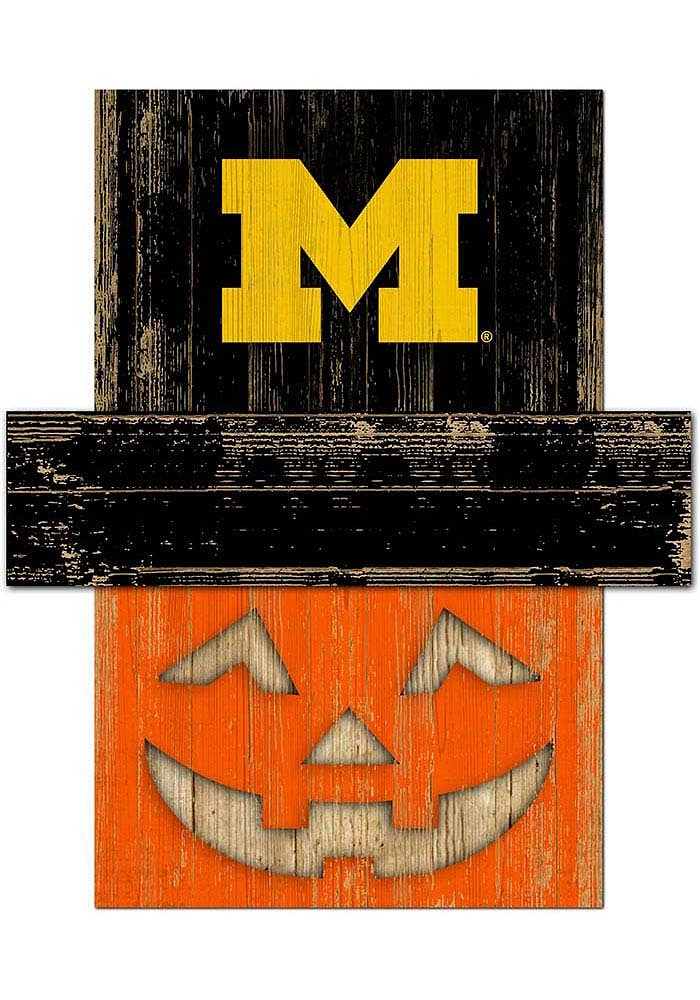 Michigan Wolverines Pumpkin Head Sign - Blue