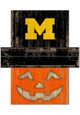 Michigan Wolverines Pumpkin Head Sign - Blue