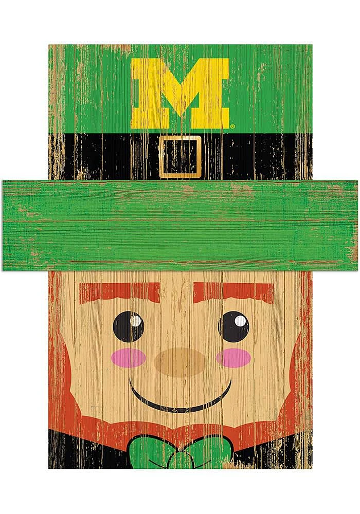 Michigan Wolverines Leprechaun Head Sign - Blue