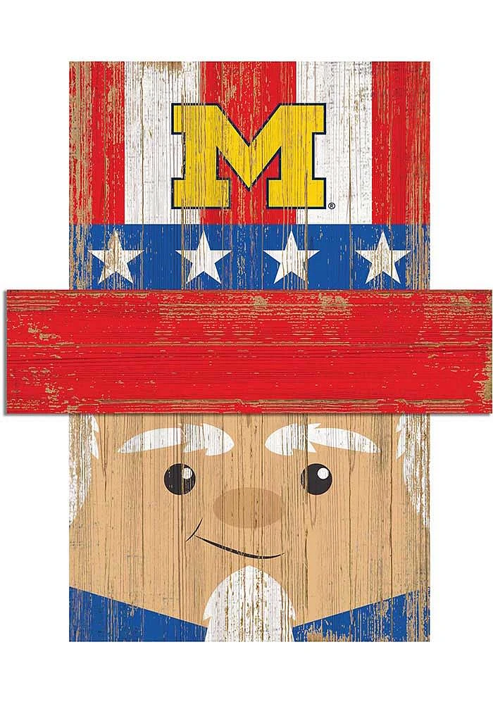 Michigan Wolverines Patriotic Head Sign - Blue