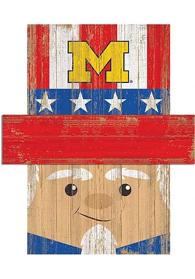 Michigan Wolverines Patriotic Head Sign - Blue