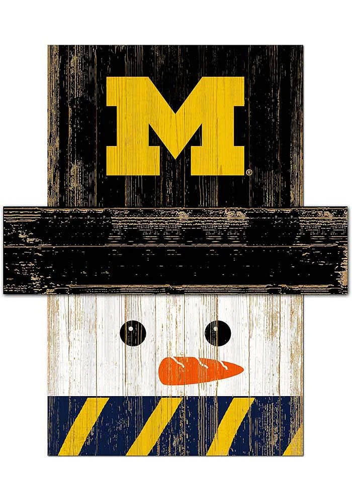 Michigan Wolverines Snowman Head Sign - Blue